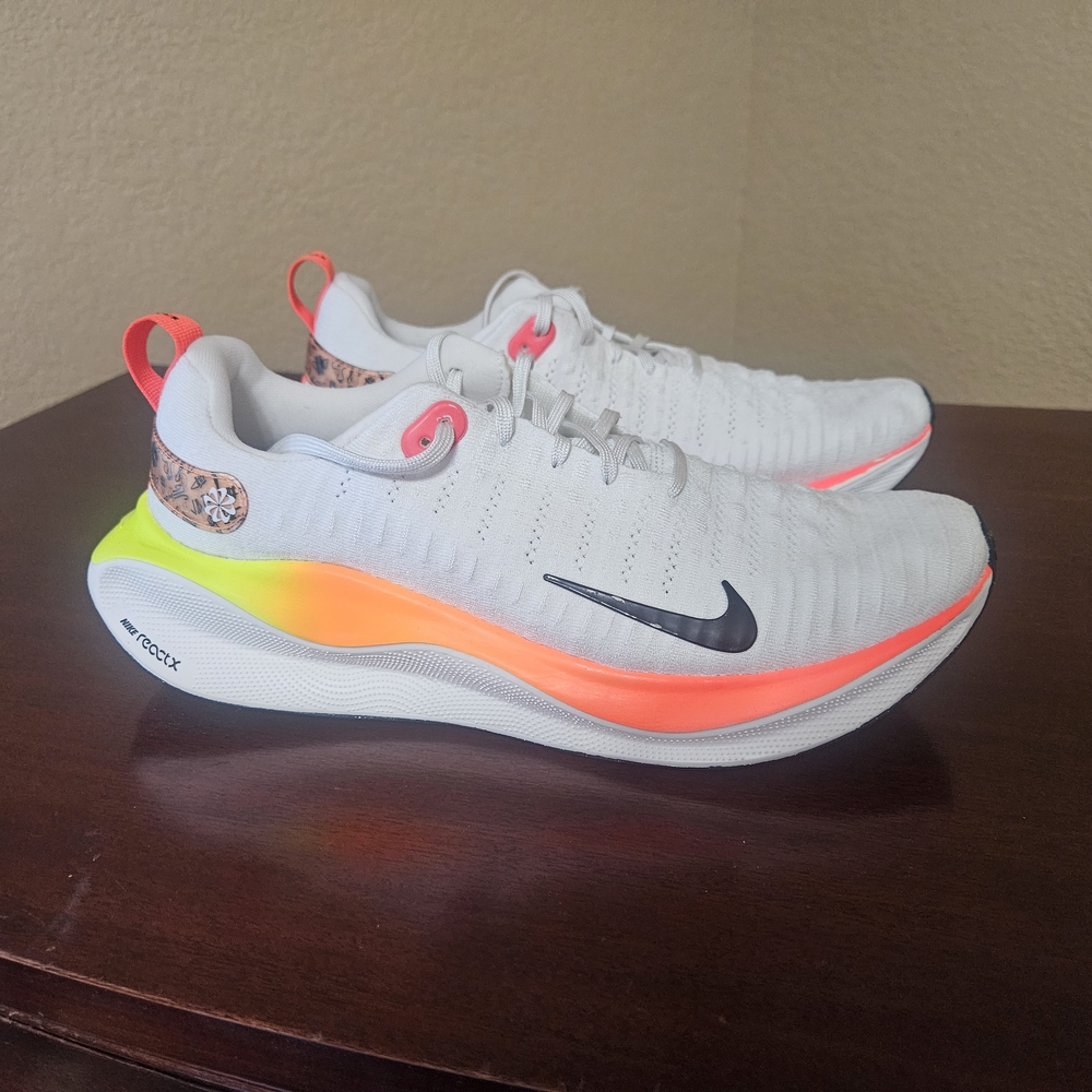 EUC- Nike Reactx  White with Neon Orange and Yellow Accents Sneakers